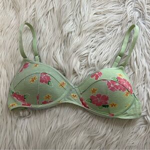 Vintage Mary Kate & Ashley Green Pink Floral Padded Bra Juniors Girls Size XL